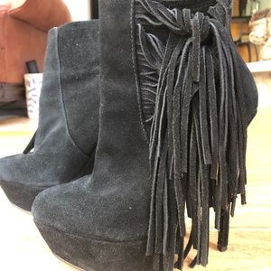 Steve Madden Black Fringe Stiletto Booties